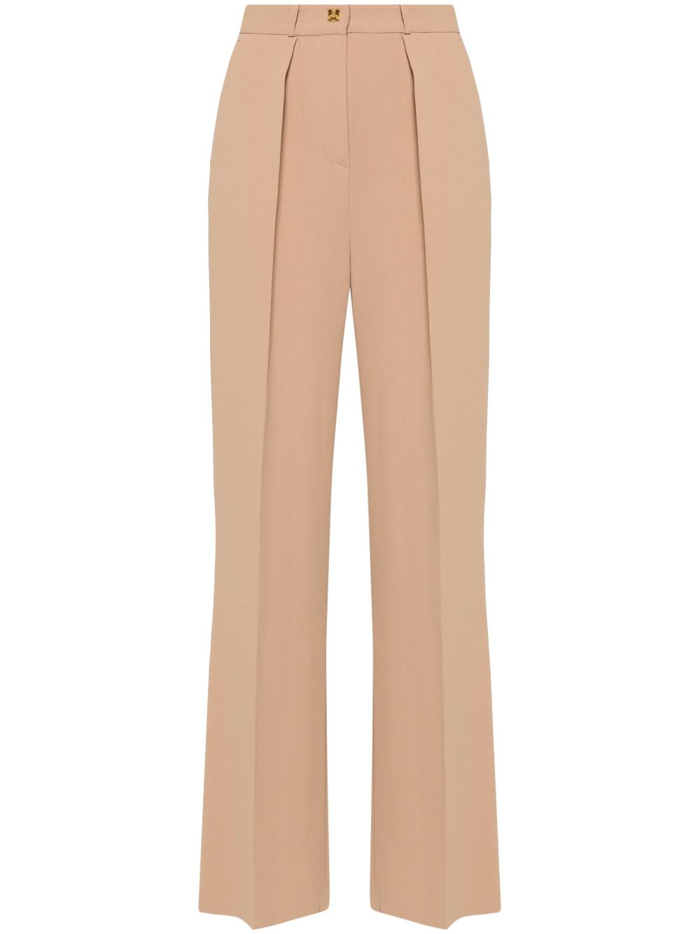 Elisabetta Franchi Emblem 绉纱直筒长裤 - 褐色