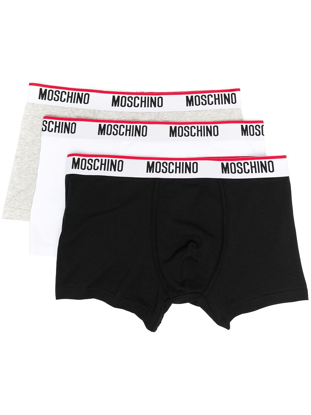 Moschino 莫斯奇诺 logo裤腰紧身四角裤三件装 - 白色