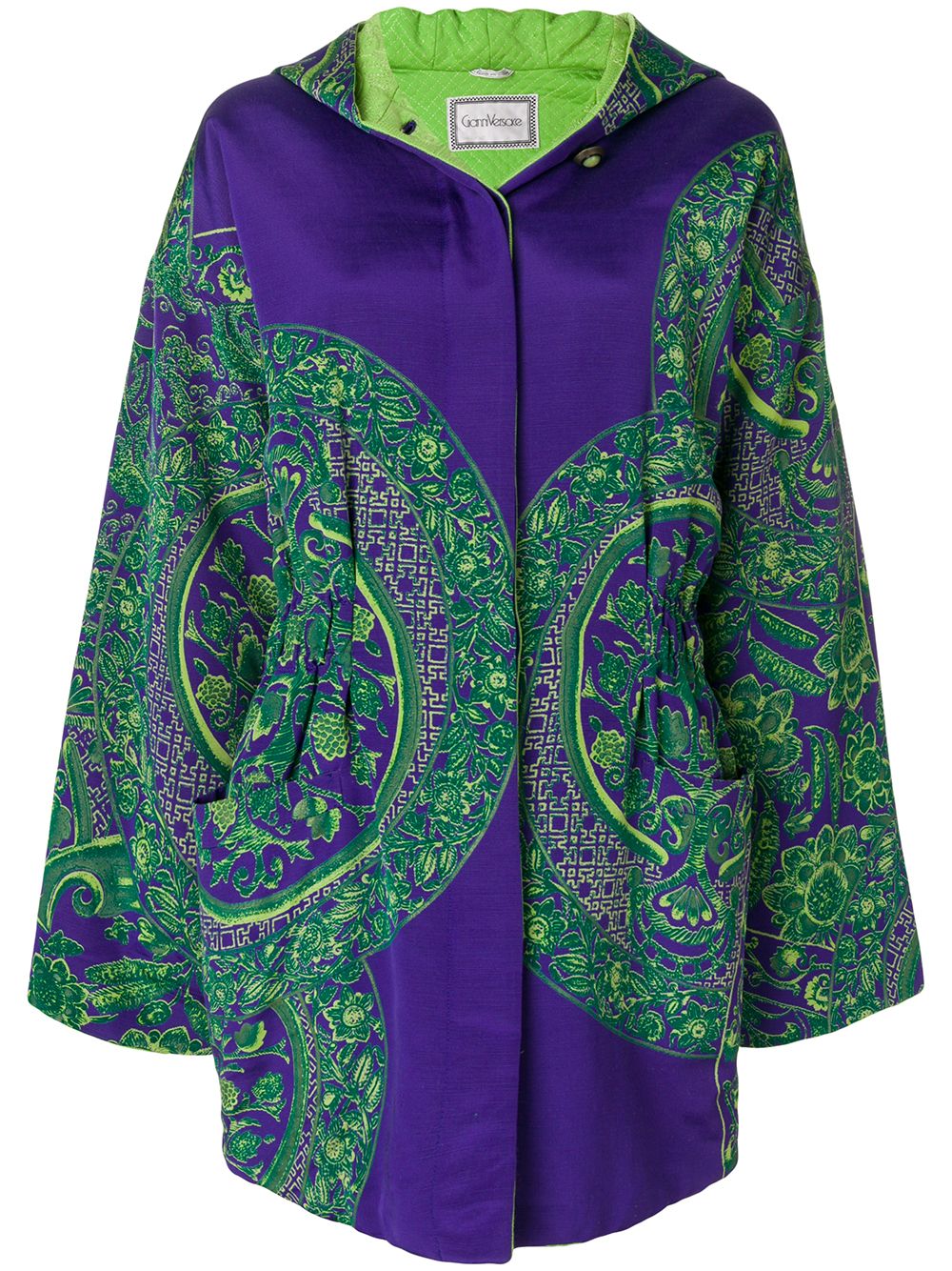 Versace Pre-Owned 古着花卉衬垫连帽外套 - 紫色