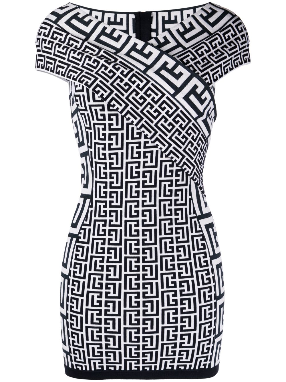 Balmain 露肩经典logo迷你连衣裙 - 蓝色