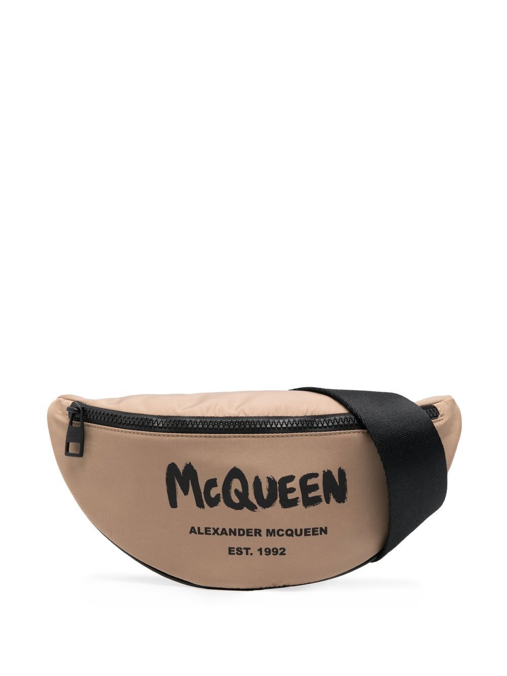 Alexander McQueen logo印花腰包 - 褐色