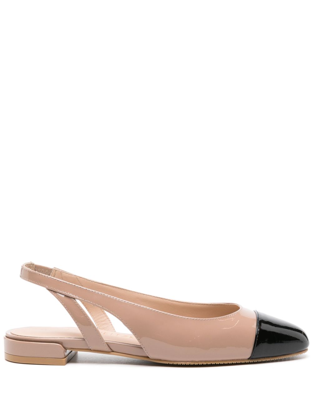 Stuart Weitzman Sleek Slingback 皮质芭蕾平底鞋 - 黑色