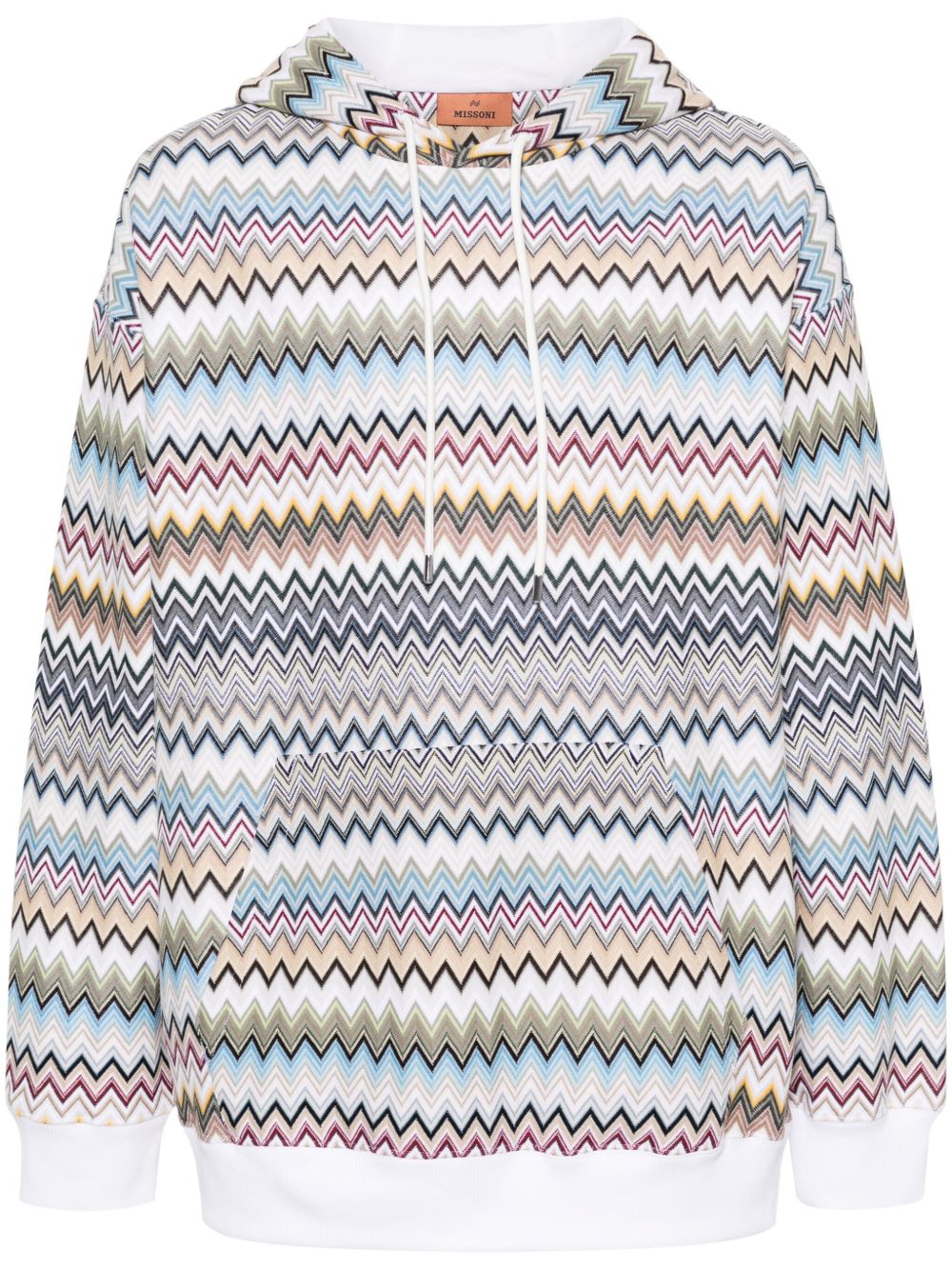 Missoni Z字形图案棉连帽衫 - 白色