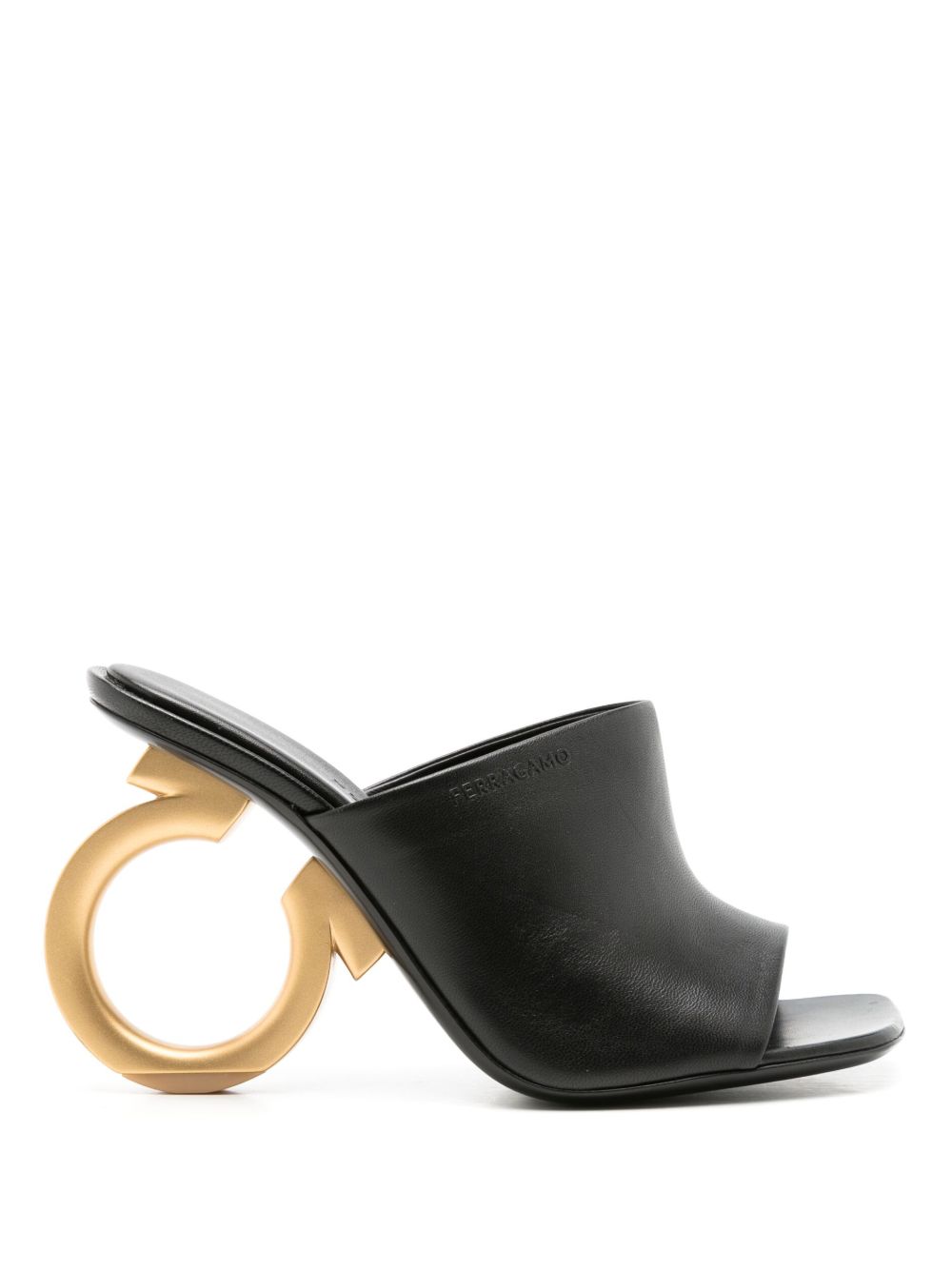 Ferragamo Elina 皮质穆勒鞋 - 黑色