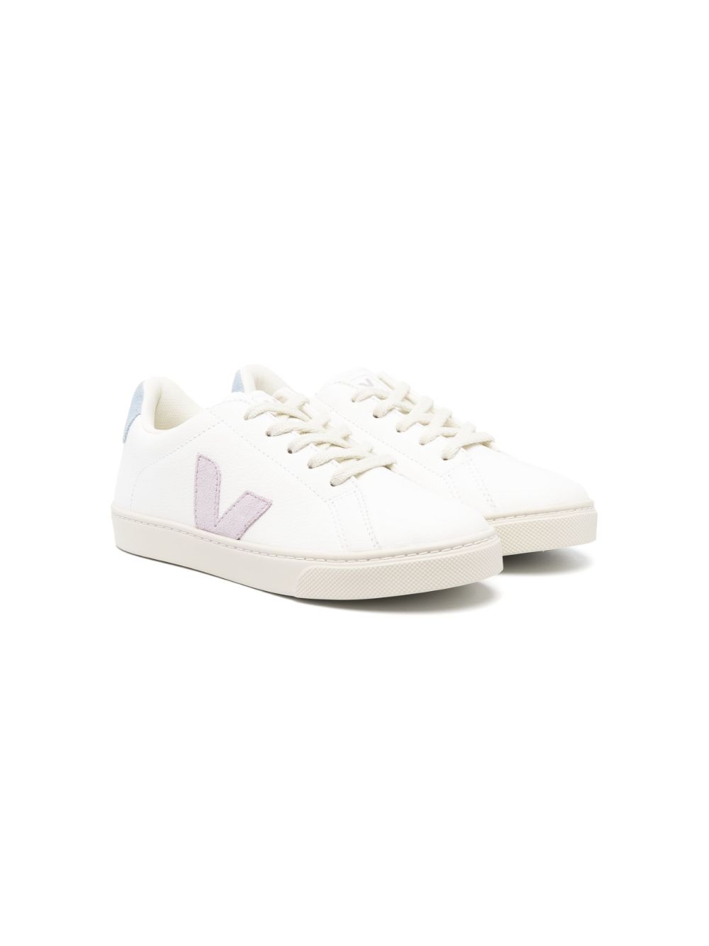 VEJA Kids 标贴皮质低帮运动鞋 - 白色