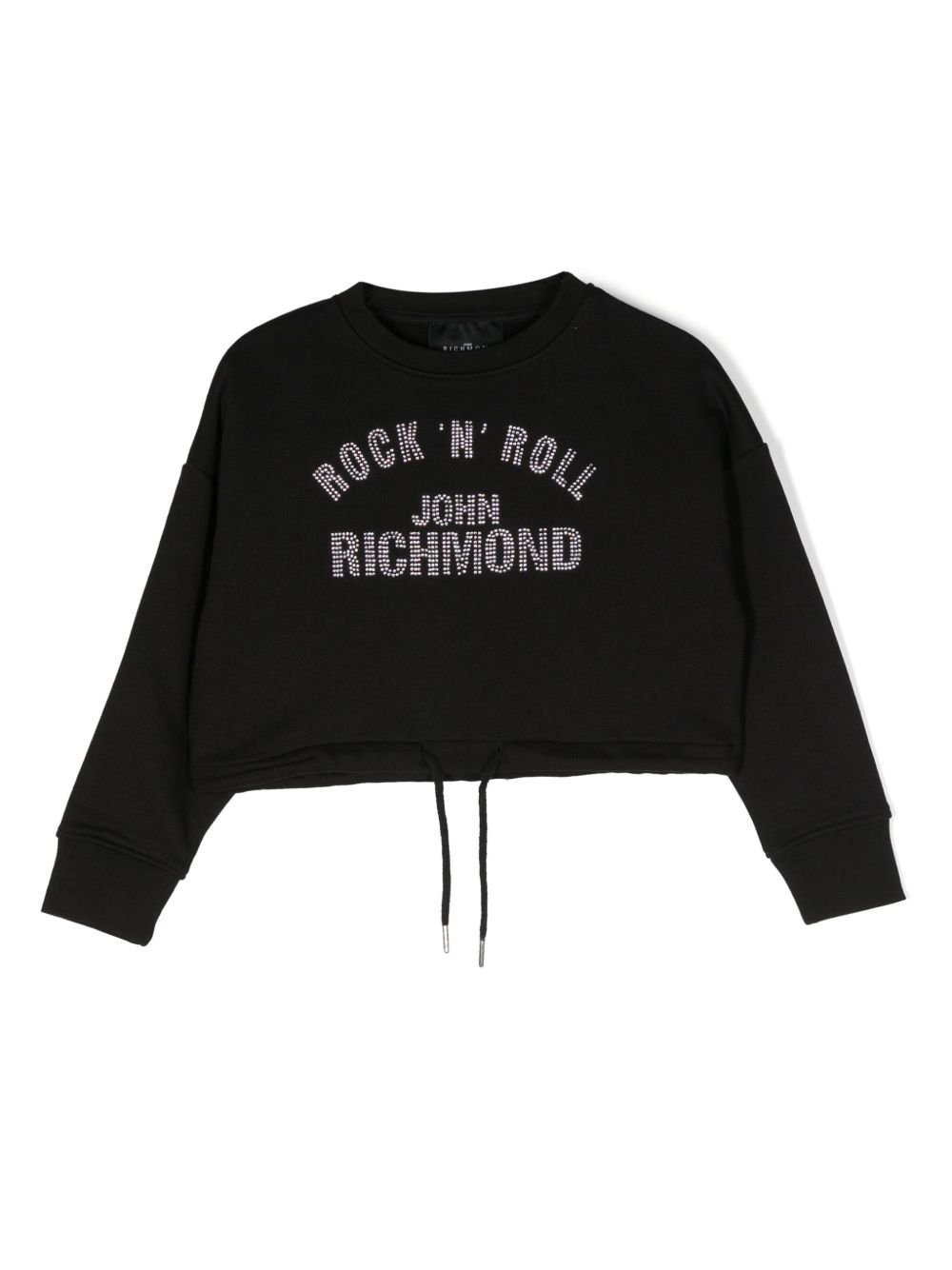 John Richmond Junior rhinestone-embellished cotton top - 黑色