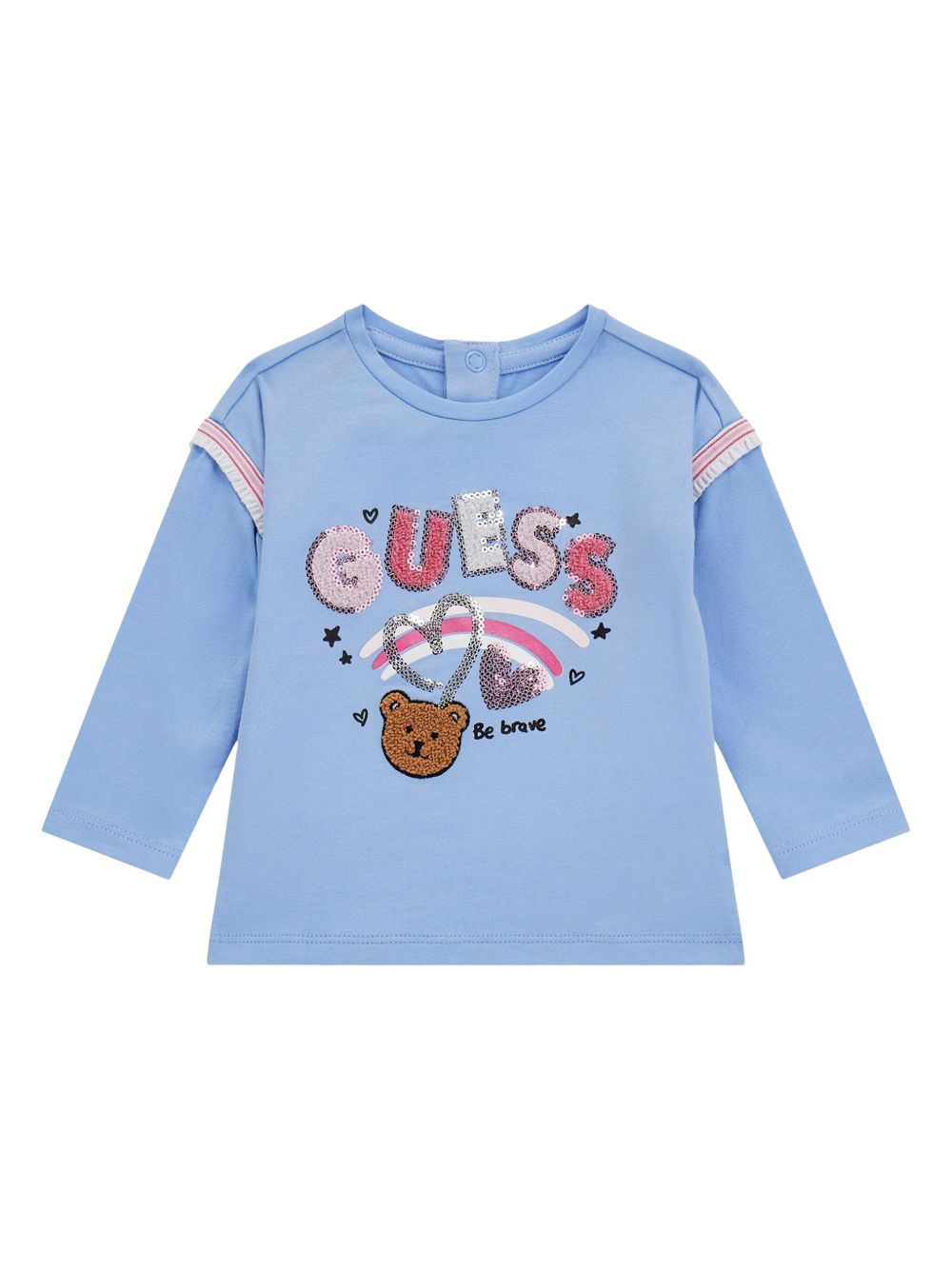 guess kids logo印花T恤 - 蓝色