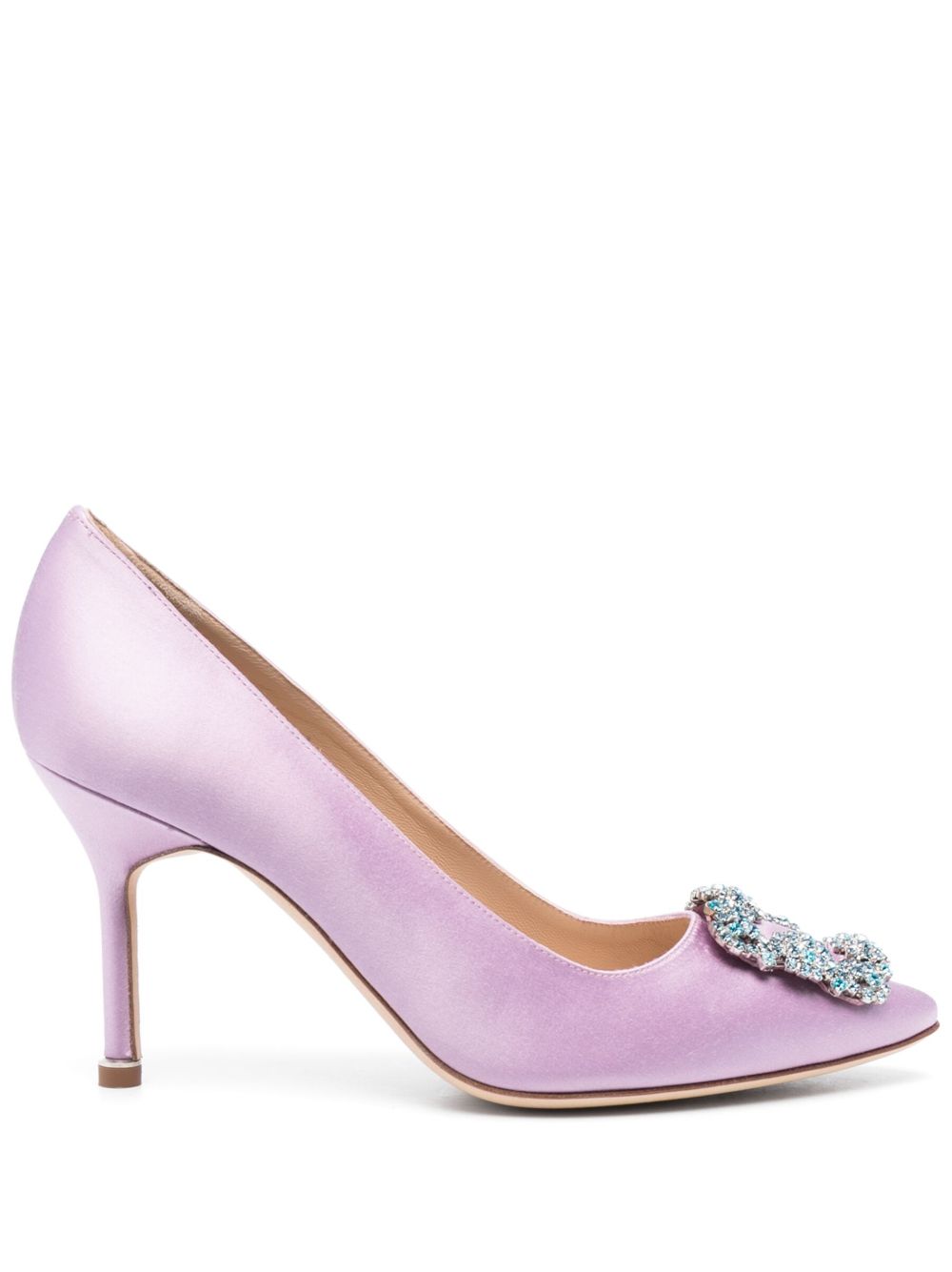 Manolo Blahnik Hangisi 缎面高跟鞋 - 紫色