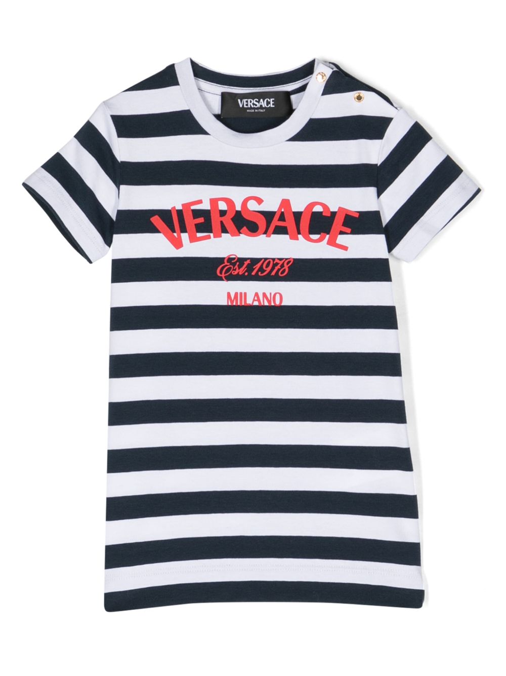 Versace Kids logo印花航海条纹T恤 - 白色