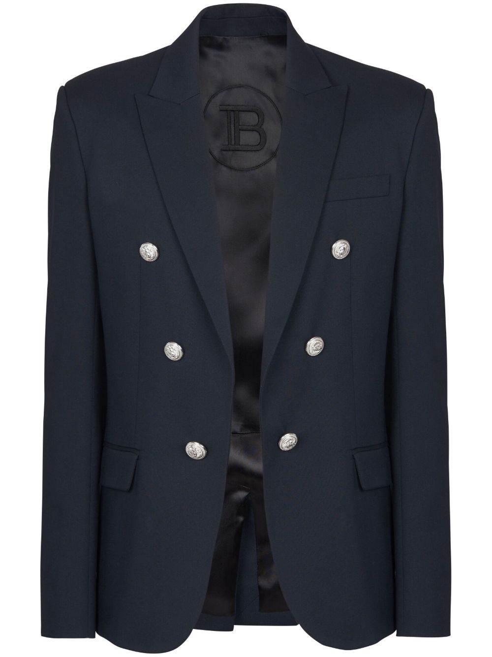 Balmain 纽扣细节羊毛西装夹克 - 蓝色