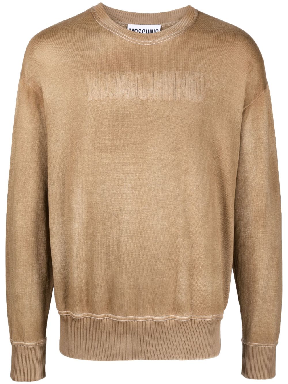 Moschino logo嵌花针织毛衣 - 褐色