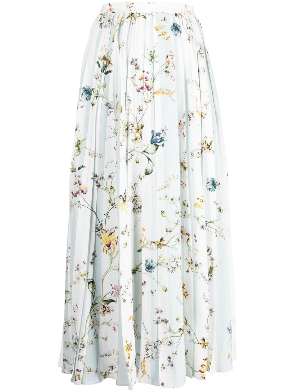ERDEM 花卉印花伞形半身裙 - 蓝色