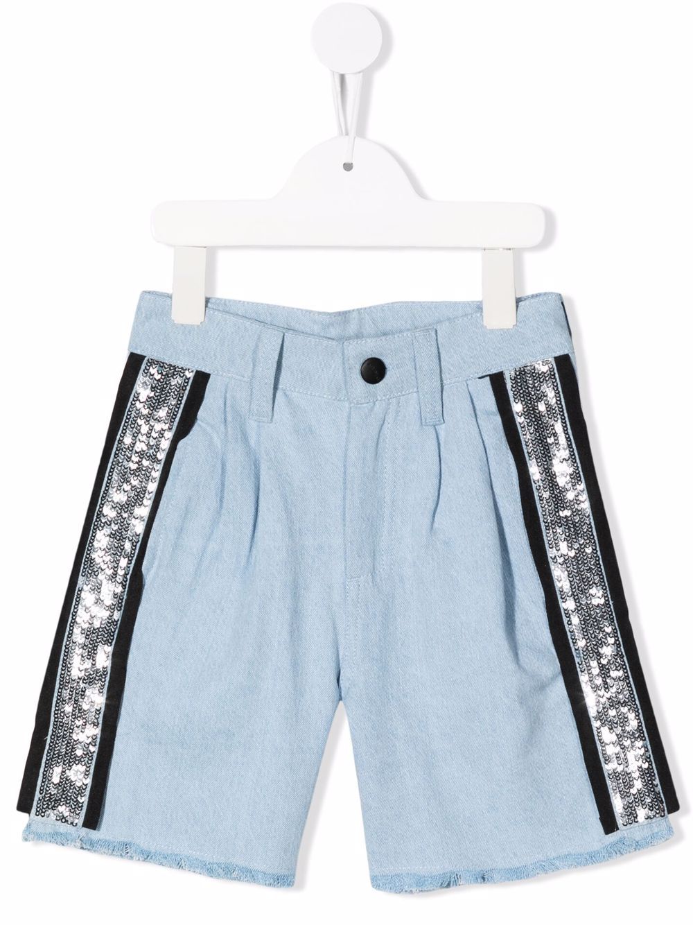 Dkny Kids 亮片条纹牛仔短裤 - 蓝色