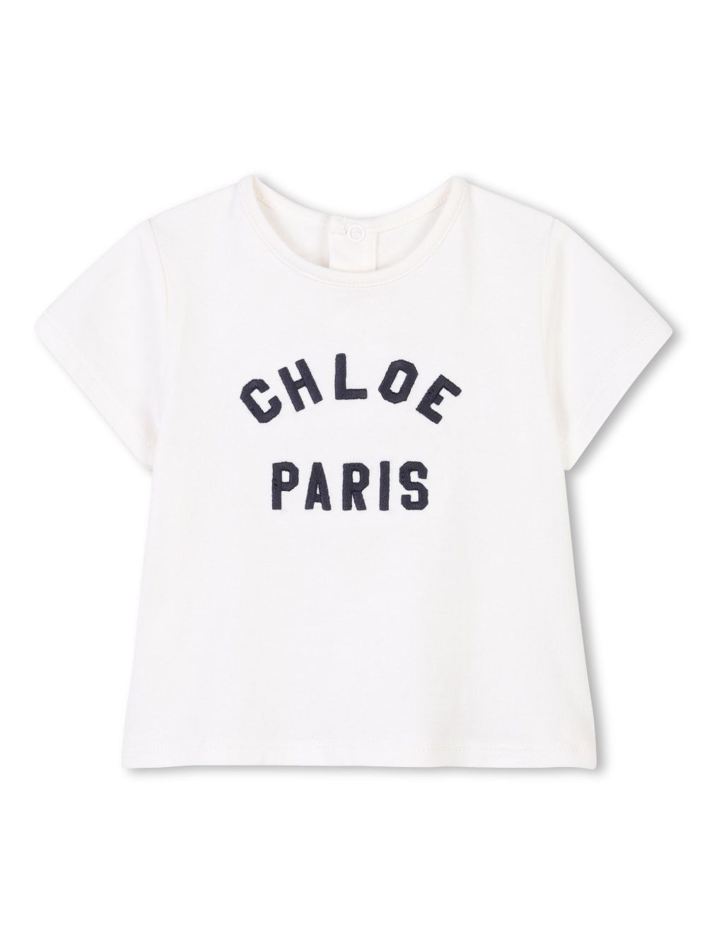 Chloé Kids logo刺绣棉T恤 - 白色