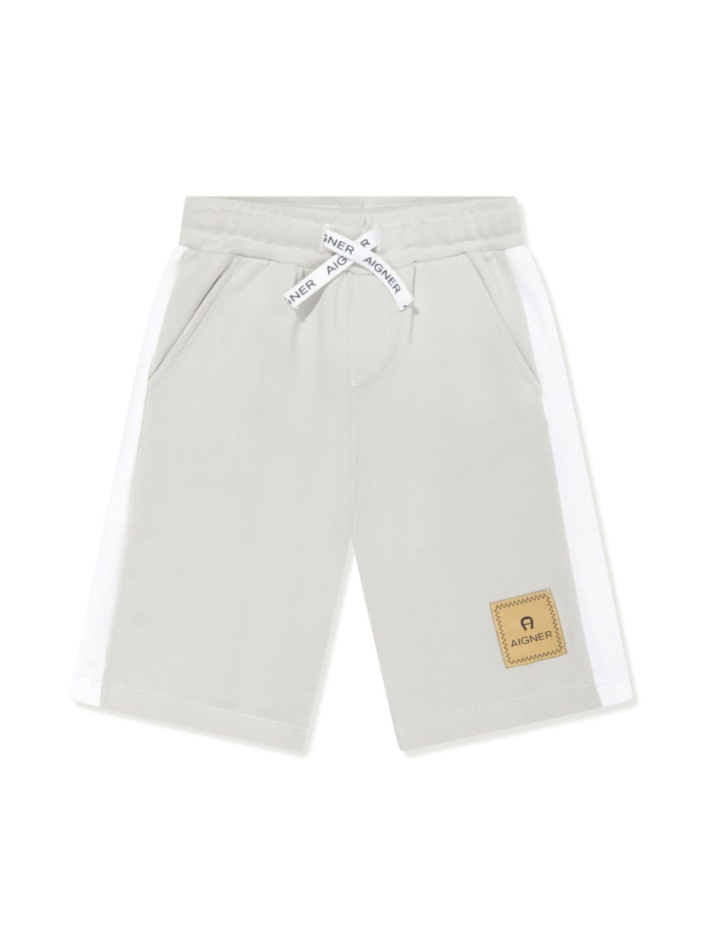 Aigner Kids logo贴花棉运动短裤 - 灰色