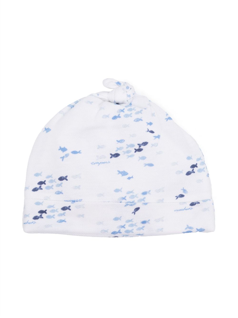 Emporio Armani Kids 小鱼图案棉套头帽 - 白色
