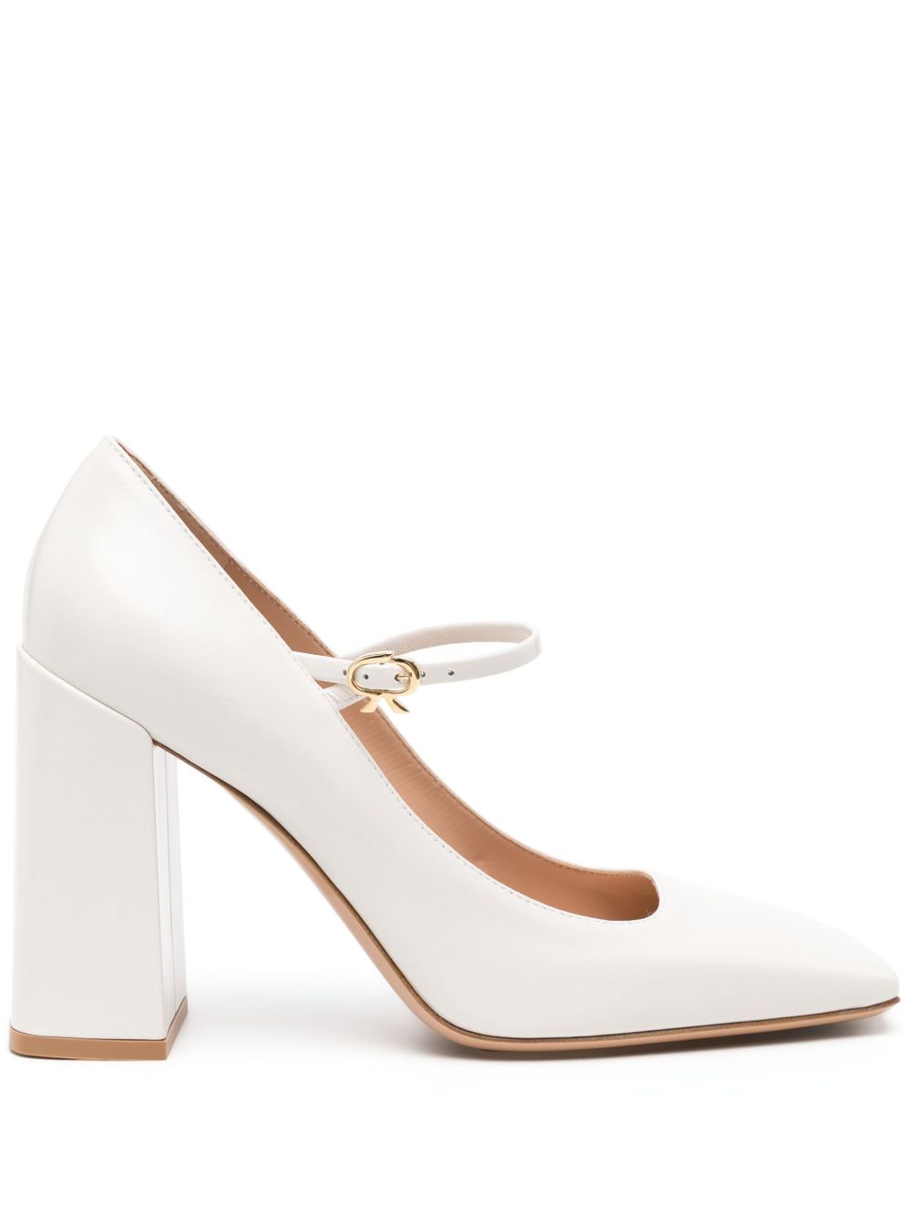 Gianvito Rossi Ribbon 皮质玛丽珍高跟鞋 - 白色