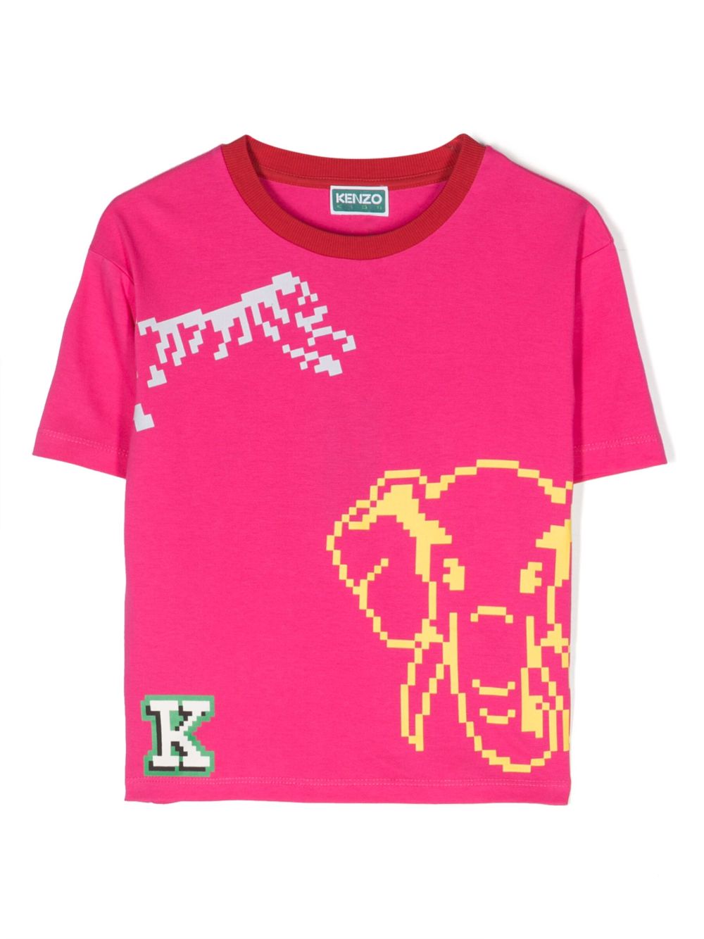 Kenzo Kids 卡通印花棉T恤 - 粉色