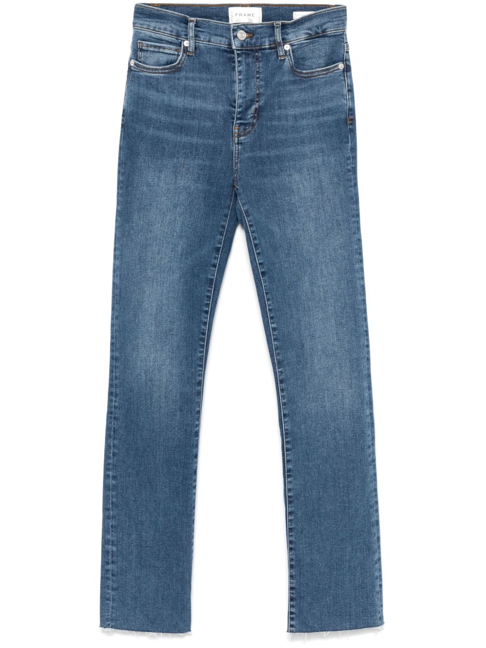 FRAME Le High Straight Long Raw Fray 牛仔裤 - 蓝色