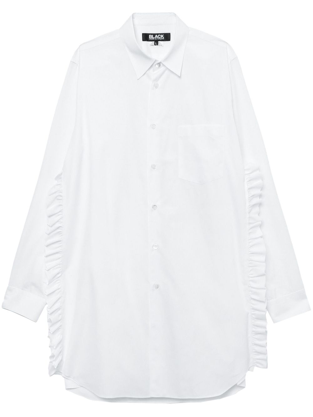Black Comme Des Garçons 荷叶边饰超大款衬衫 - 白色