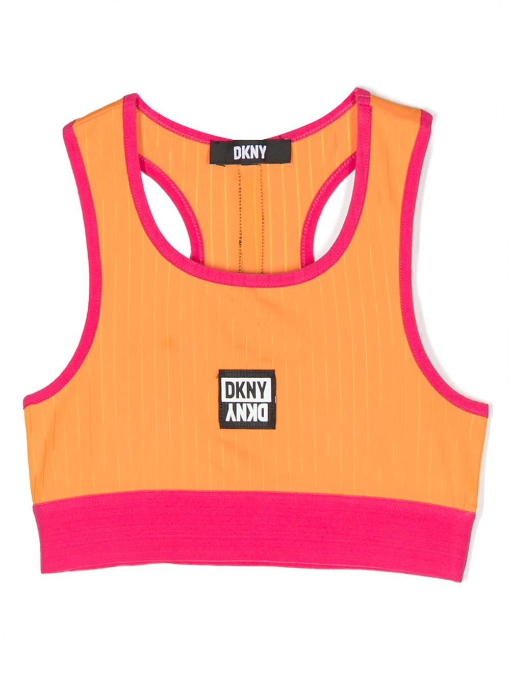 Dkny Kids 细条纹标贴短款内衣 - 橘色