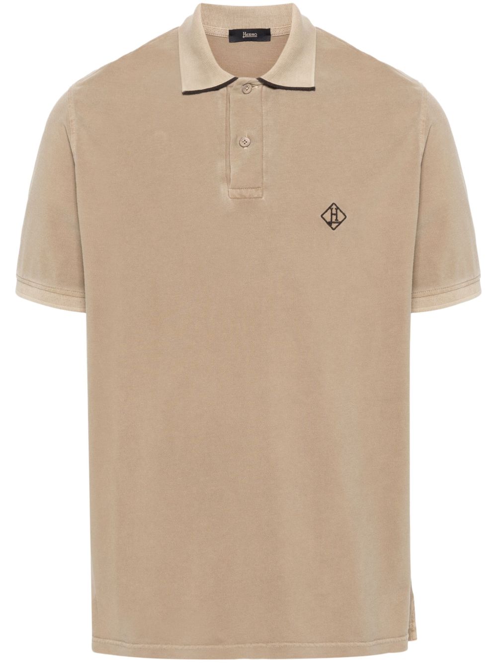 Herno logo刺绣polo衫 - 褐色