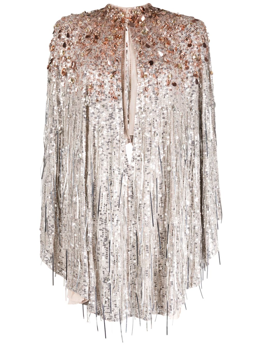 Jenny Packham Rose 亮片缀饰斗篷 - 银色