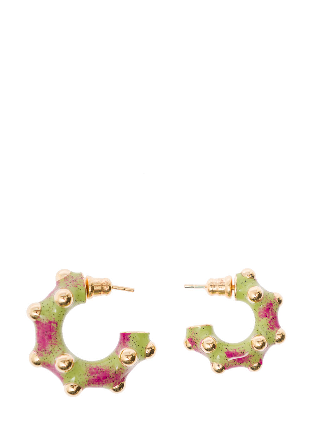 Panconesi Multicolor Asymmetric Earrings With Studs In 18k Gold Plated Brass Woman