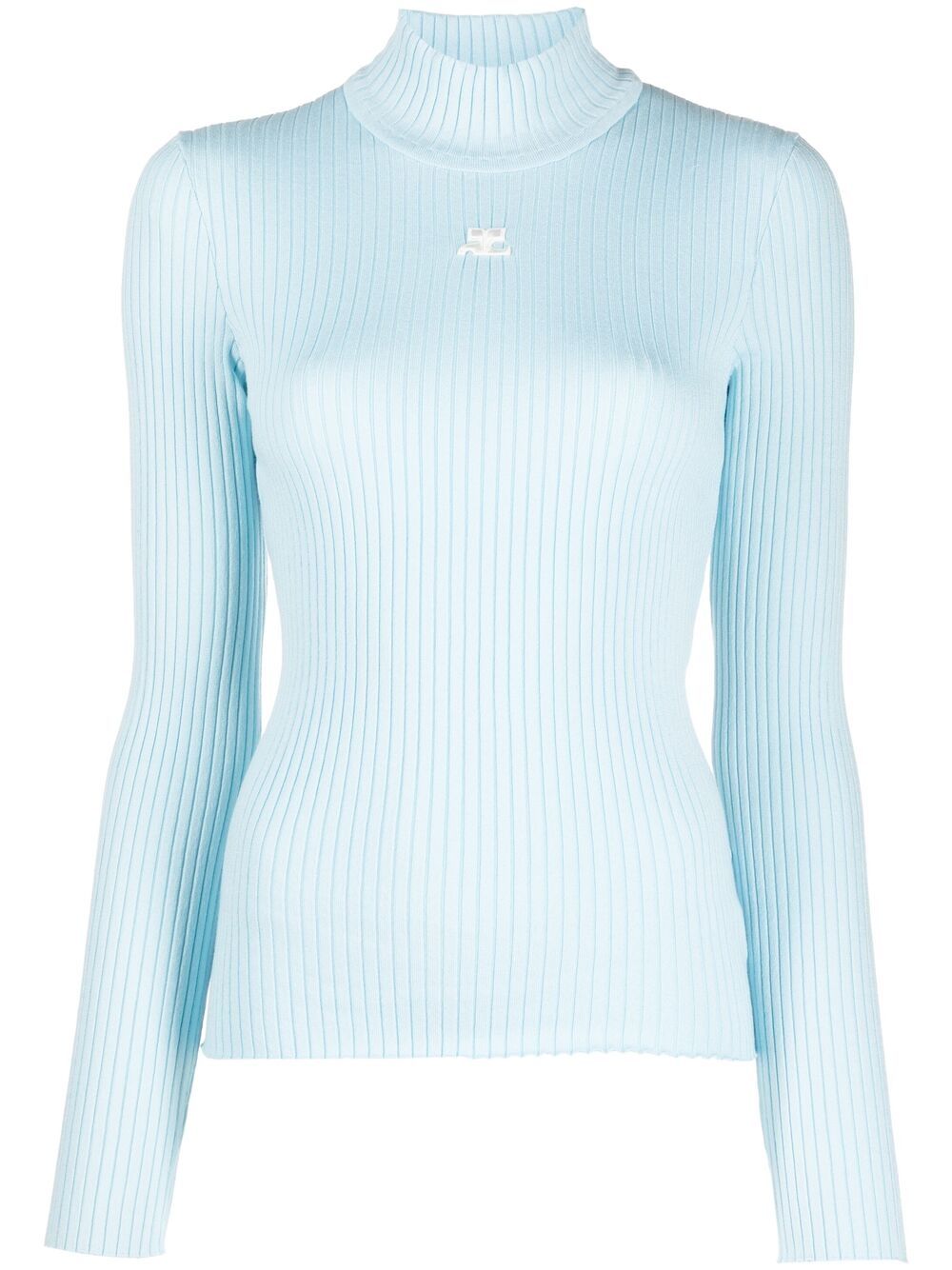 Courrèges logo印花罗纹针织毛衣 - 蓝色