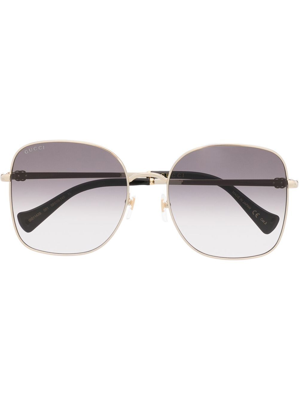 Gucci Eyewear logo长方框太阳眼镜 - 金色
