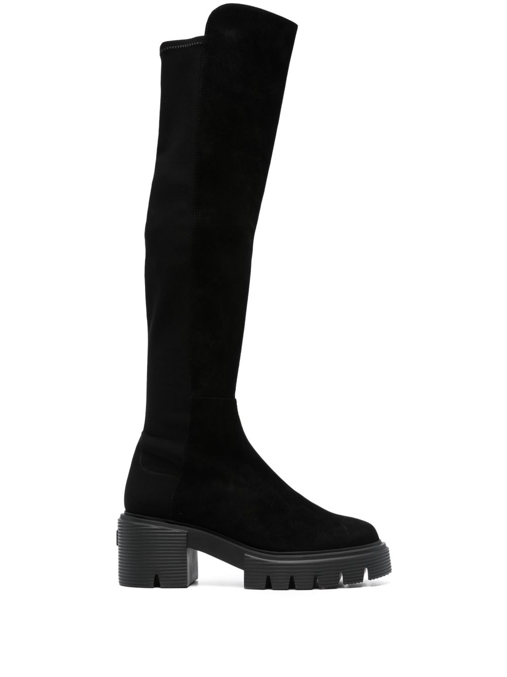Stuart Weitzman Soho 绒面皮中跟及膝靴 - 黑色