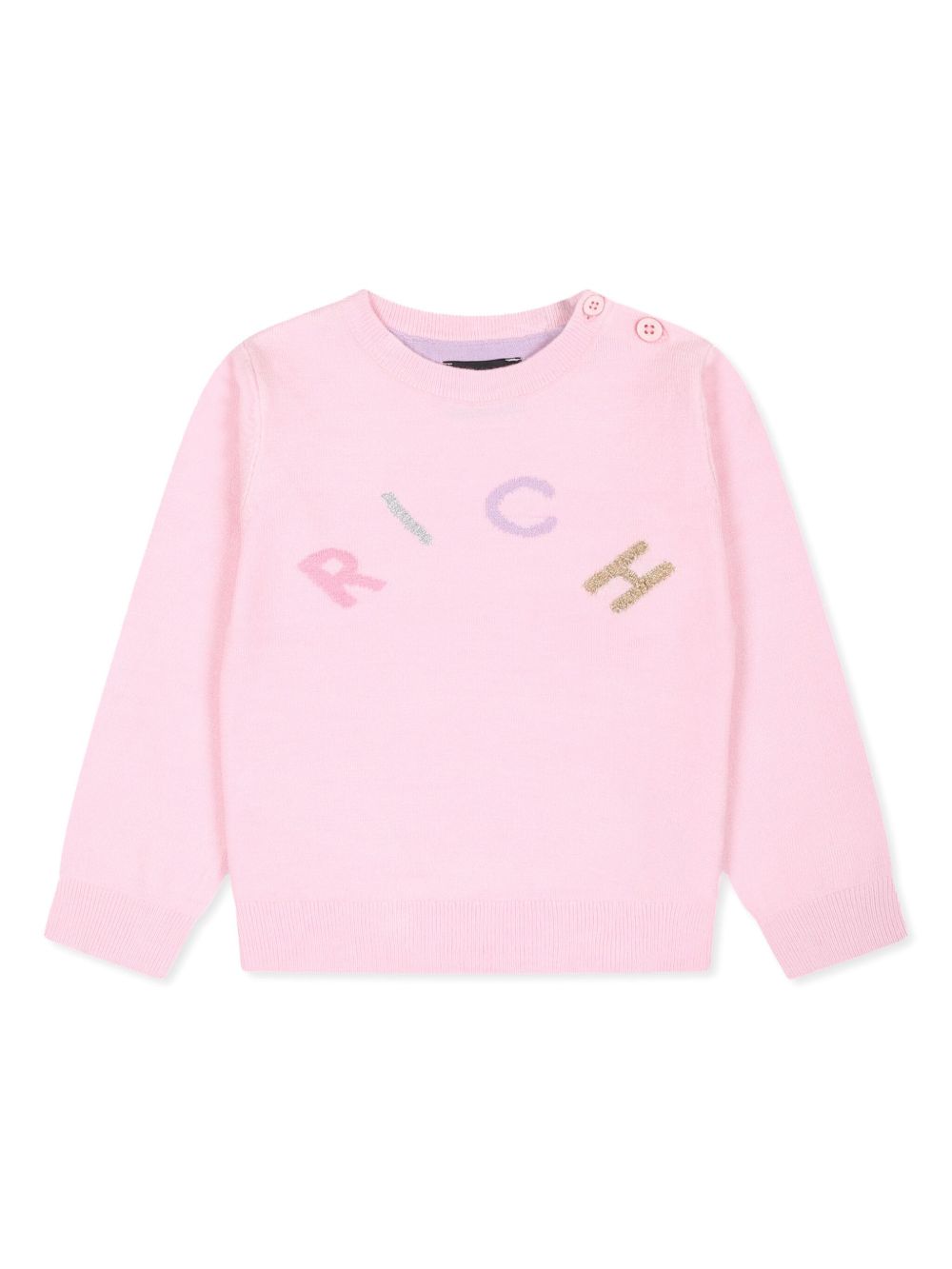 John Richmond Junior logo提花毛衣 - 粉色