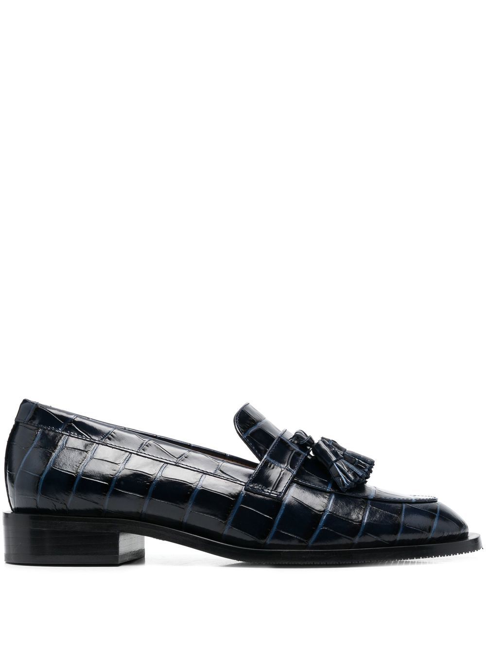 Stuart Weitzman 仿鳄鱼纹流苏乐福鞋 - 蓝色