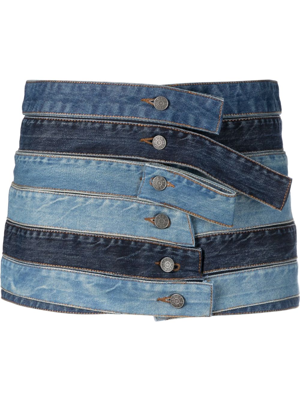 GUESS USA 拼接牛仔迷你半身裙 - 蓝色