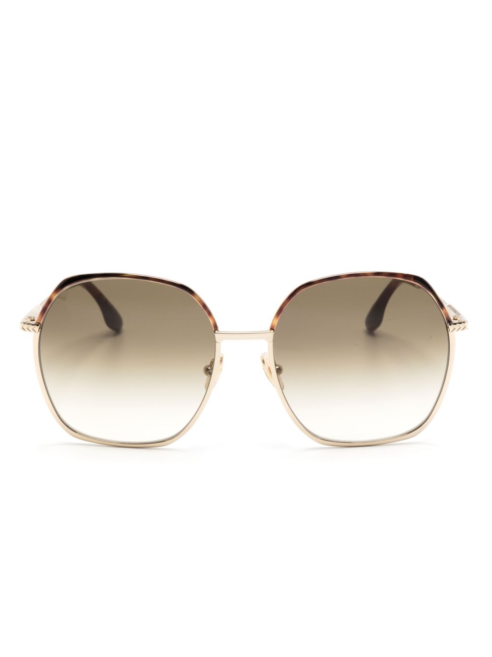 Victoria Beckham Eyewear logo雕刻圆框太阳眼镜 - 褐色