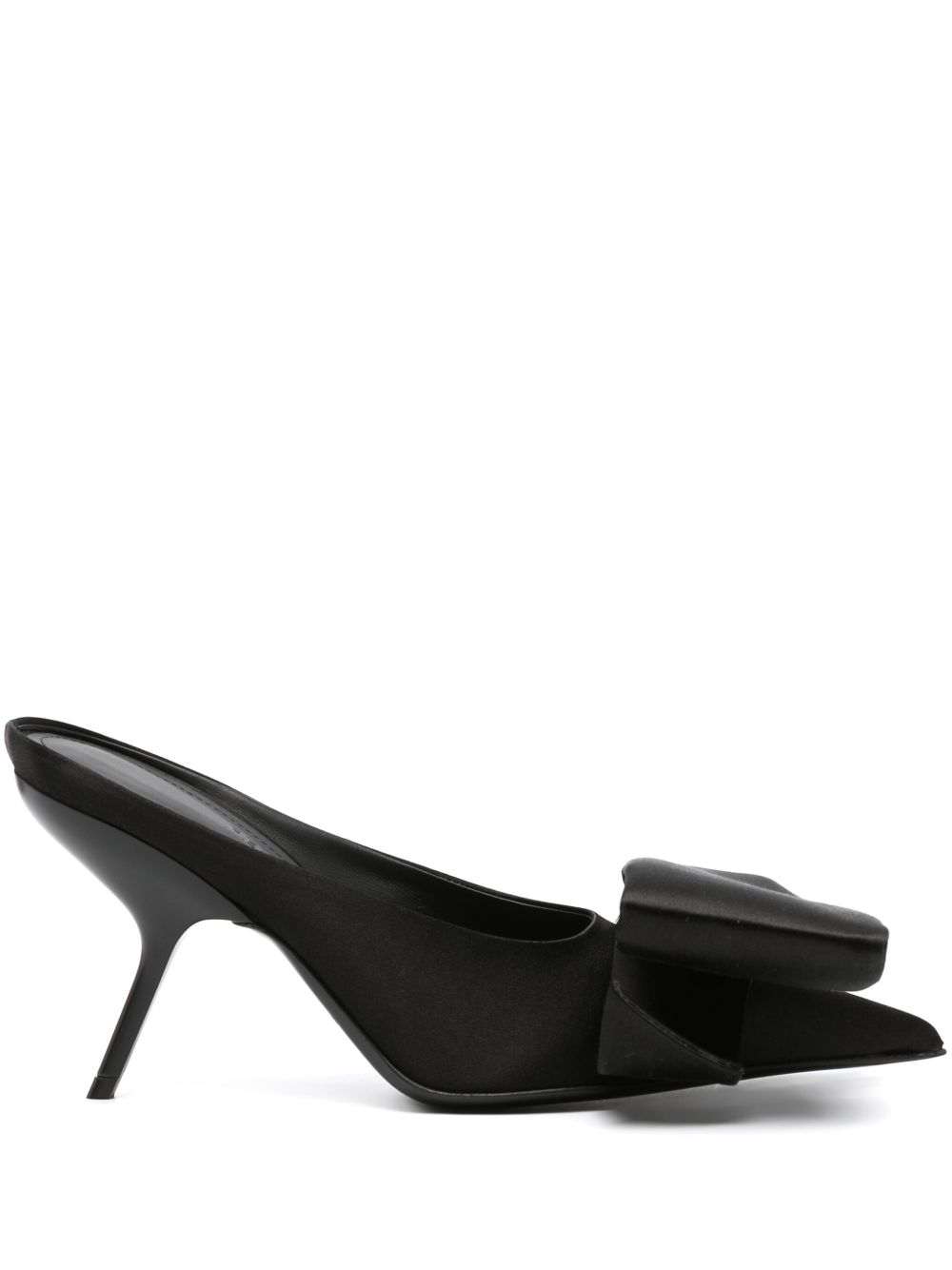 Ferragamo 尖头皮质高跟穆勒鞋 - 黑色