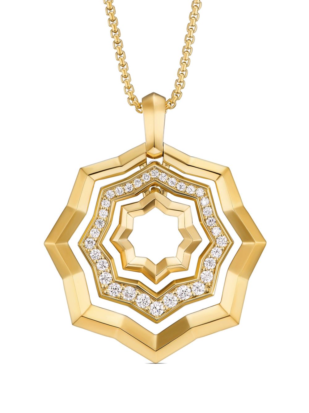 David Yurman 18K黄金 Stax 钻石吊饰项链 - 金色