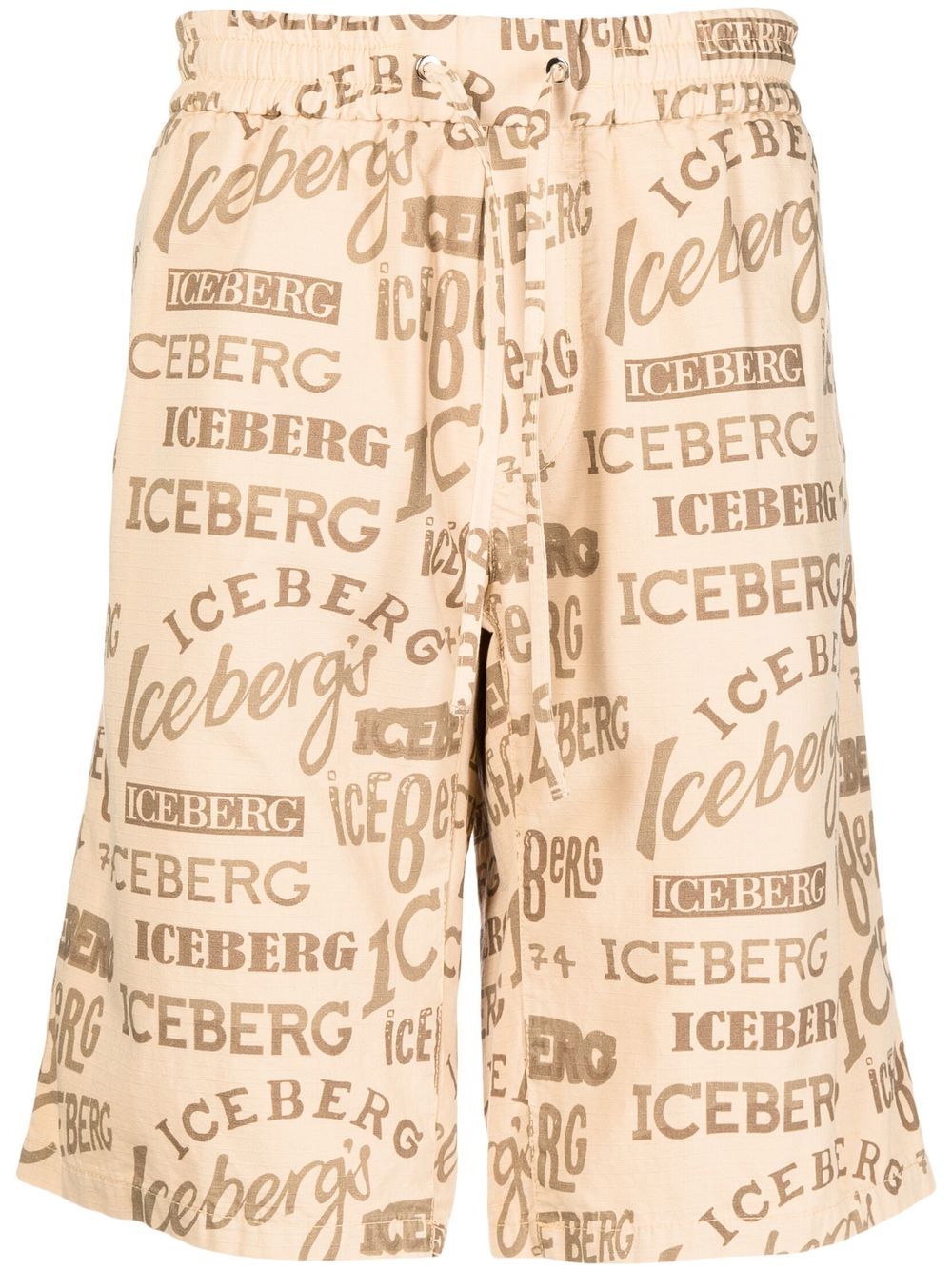Iceberg logo印花休闲短裤 - 褐色