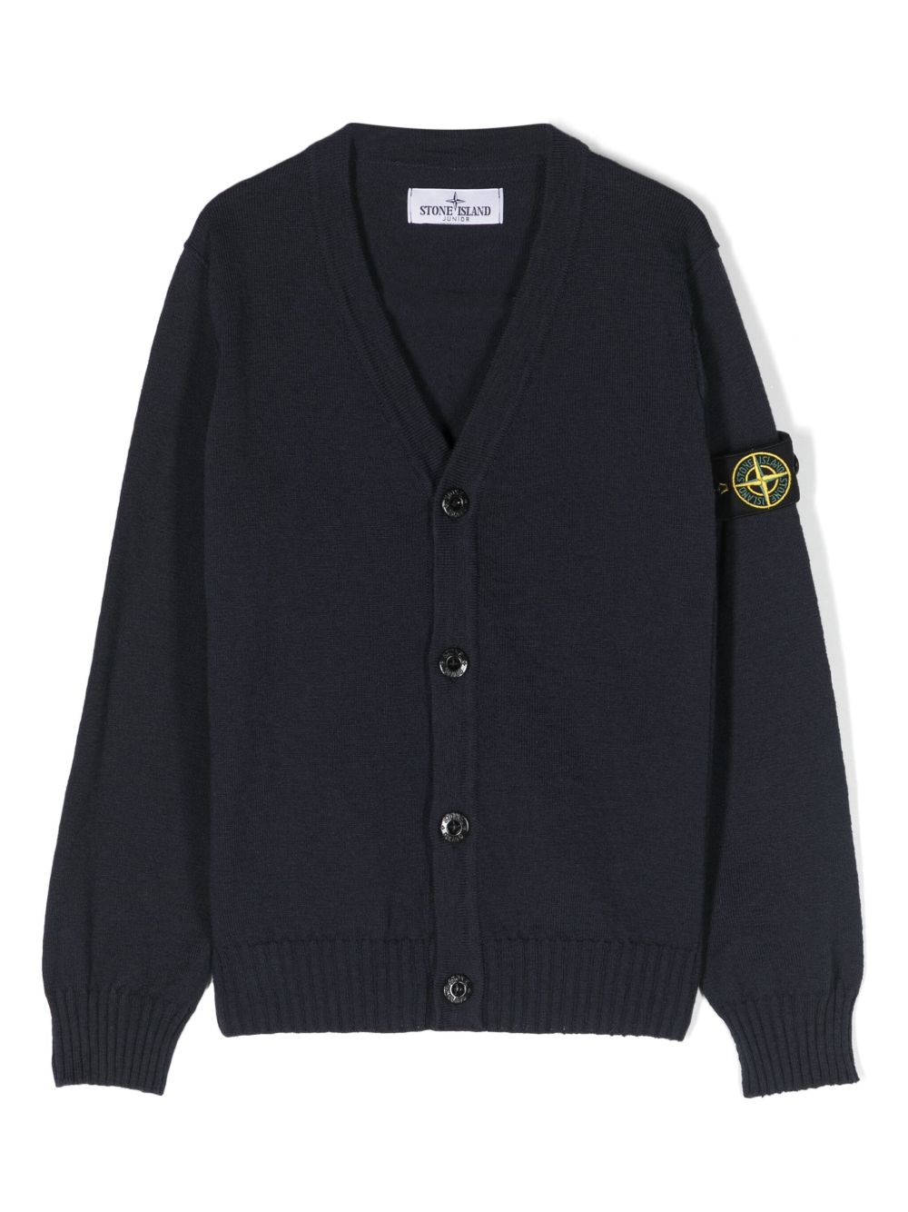Stone Island Junior 罗盘徽章V领开衫 - 蓝色