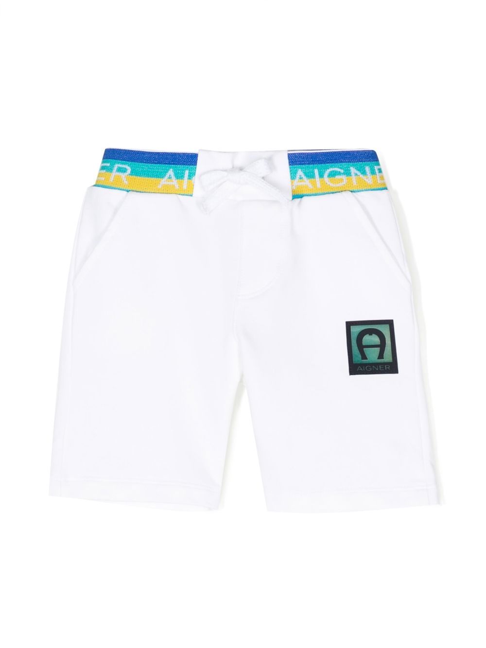 Aigner Kids 标贴棉运动短裤 - 白色