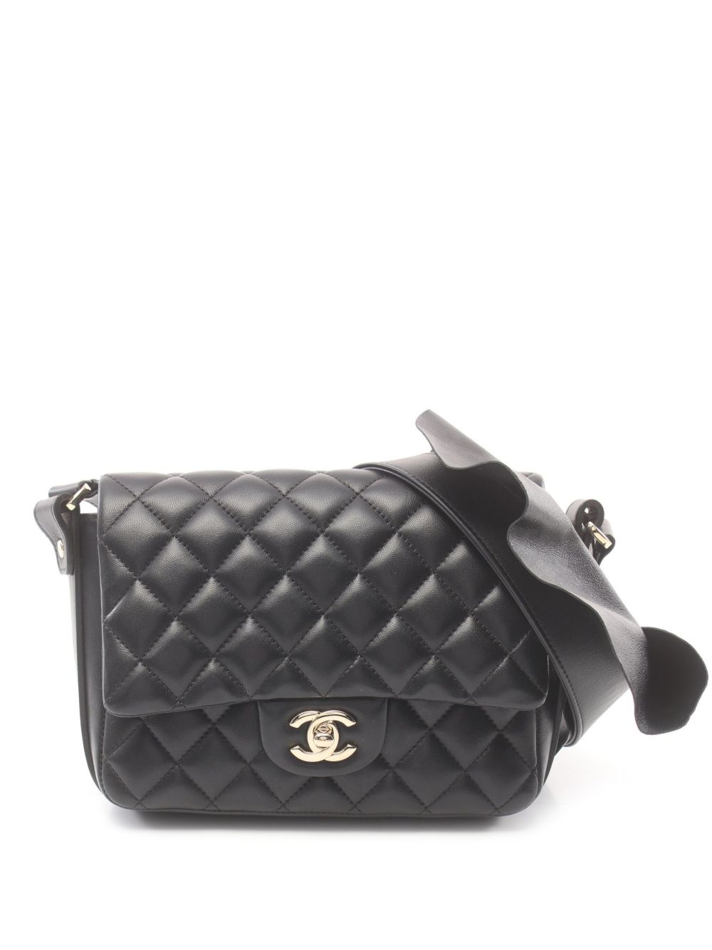 CHANEL Pre-Owned 荷叶边饰单肩包（1991-1994年典藏款） - 黑色