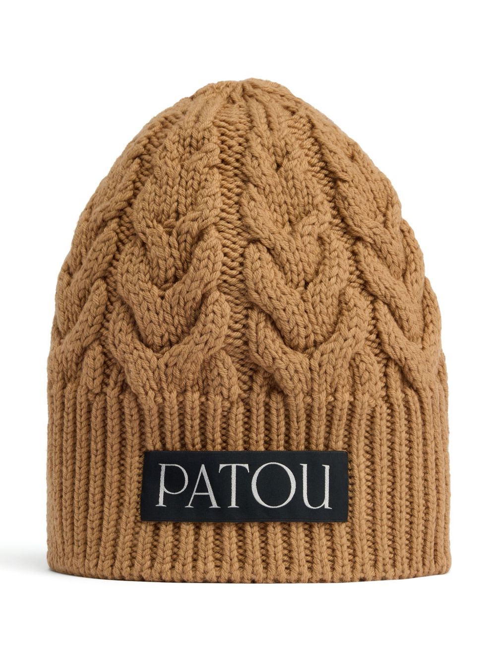 Patou 粗绞花针织套头帽 - 褐色