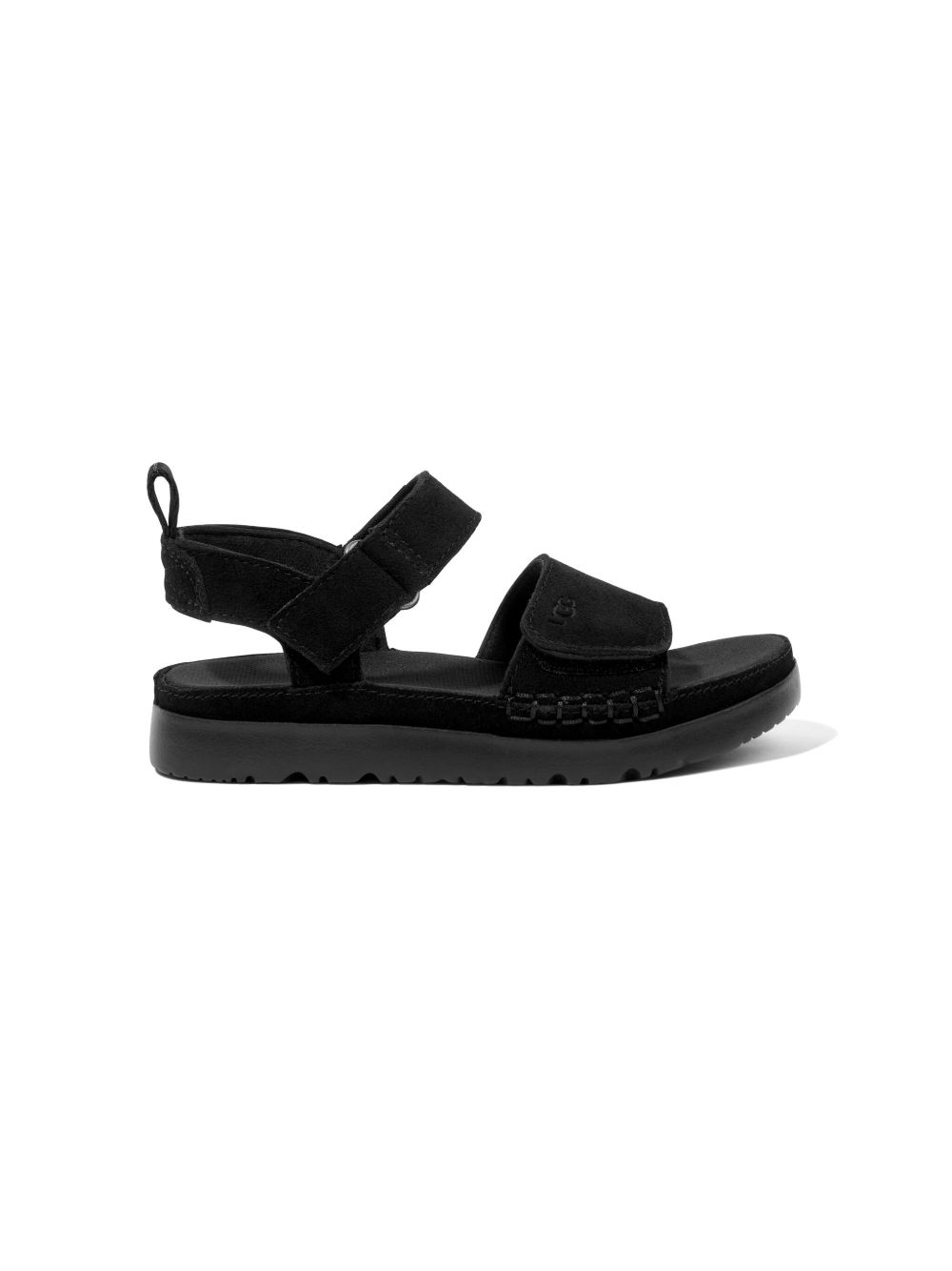 UGG Kids 绒面皮魔术贴凉鞋 - 黑色