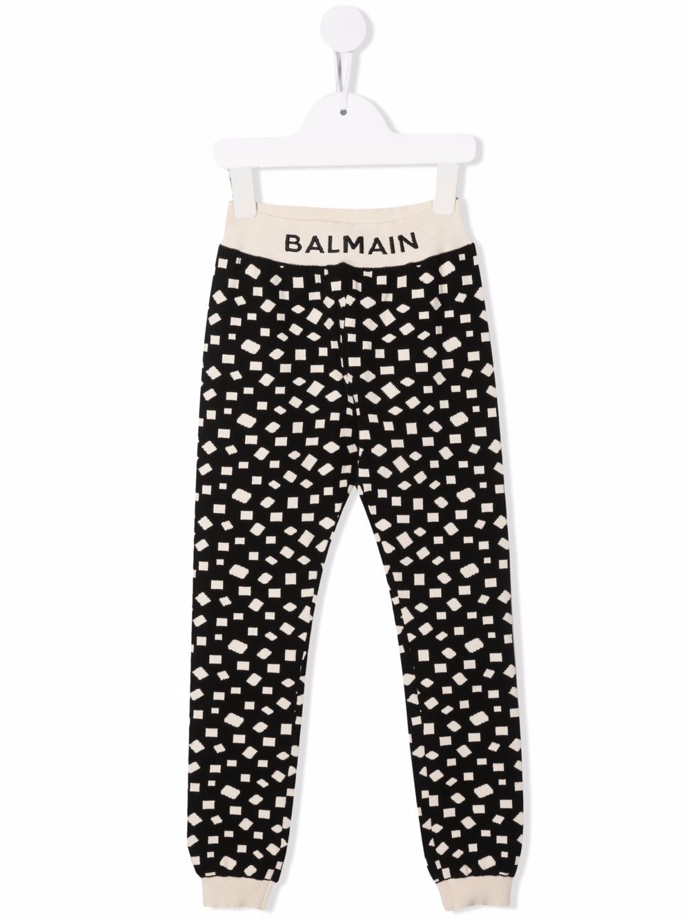 Balmain Kids 巴尔曼 几何图案印花运动裤 - 黑色
