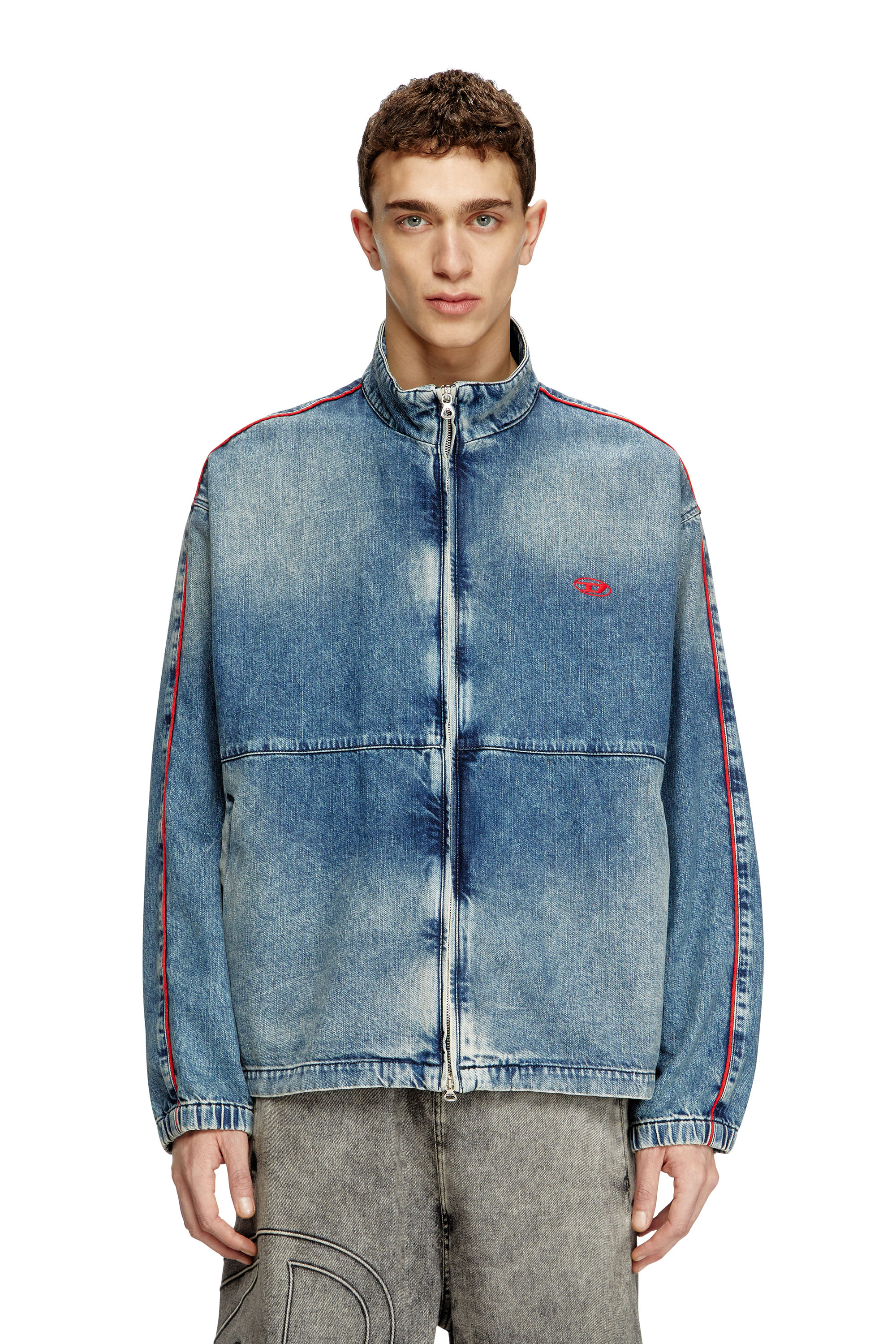 Diesel - Denim jacket with red piping - Denim Jackets - Man - Blue