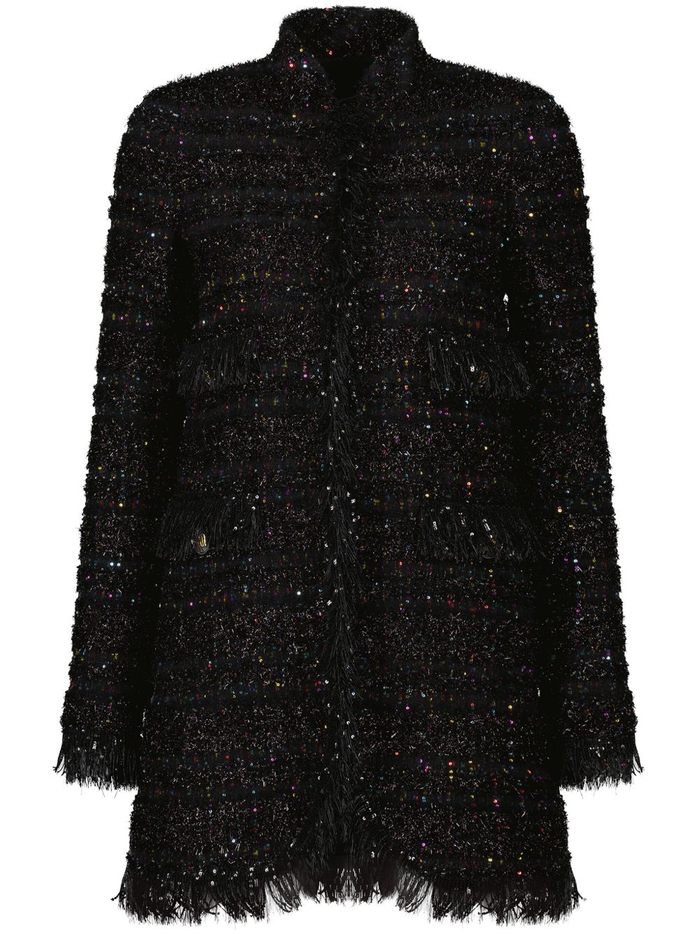 Giambattista Valli 亮片细节粗花呢迷你连衣裙 - 黑色