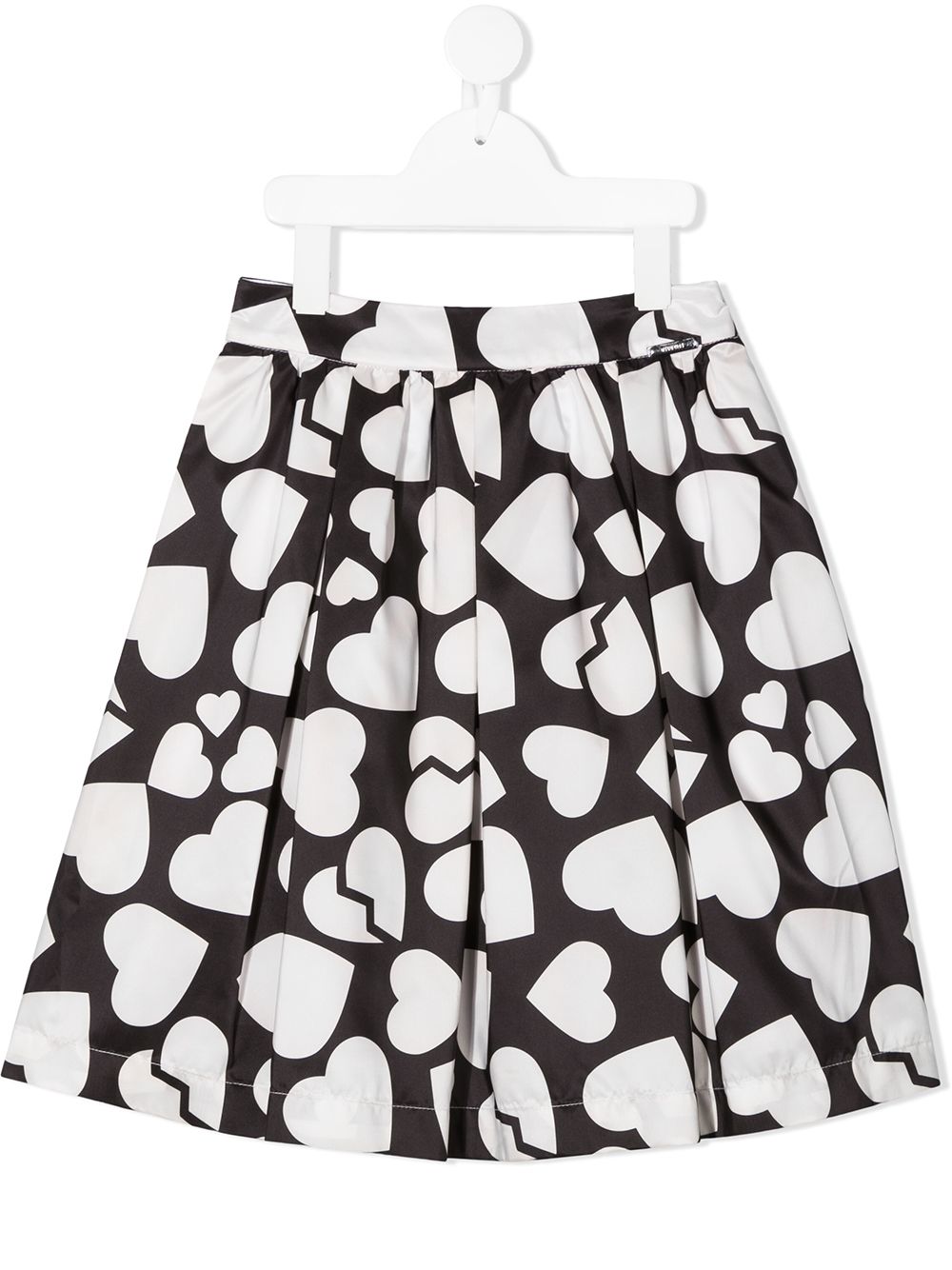 MSGM Kids 爱心印花A字形半身裙 - 黑色