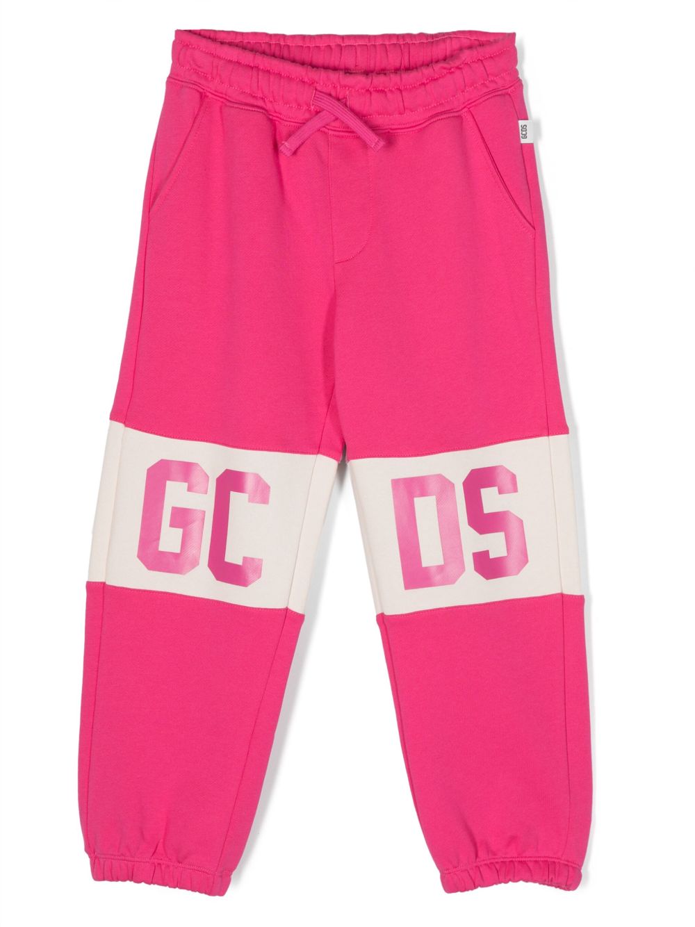 Gcds Kids logo印花棉运动裤 - 粉色