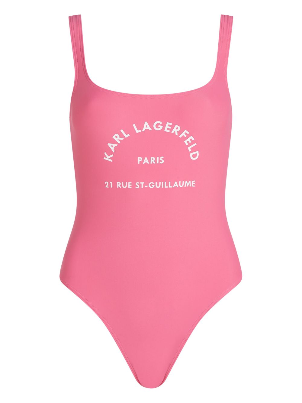 Karl Lagerfeld Rue St Guillaume logo印花连体泳衣 - 粉色