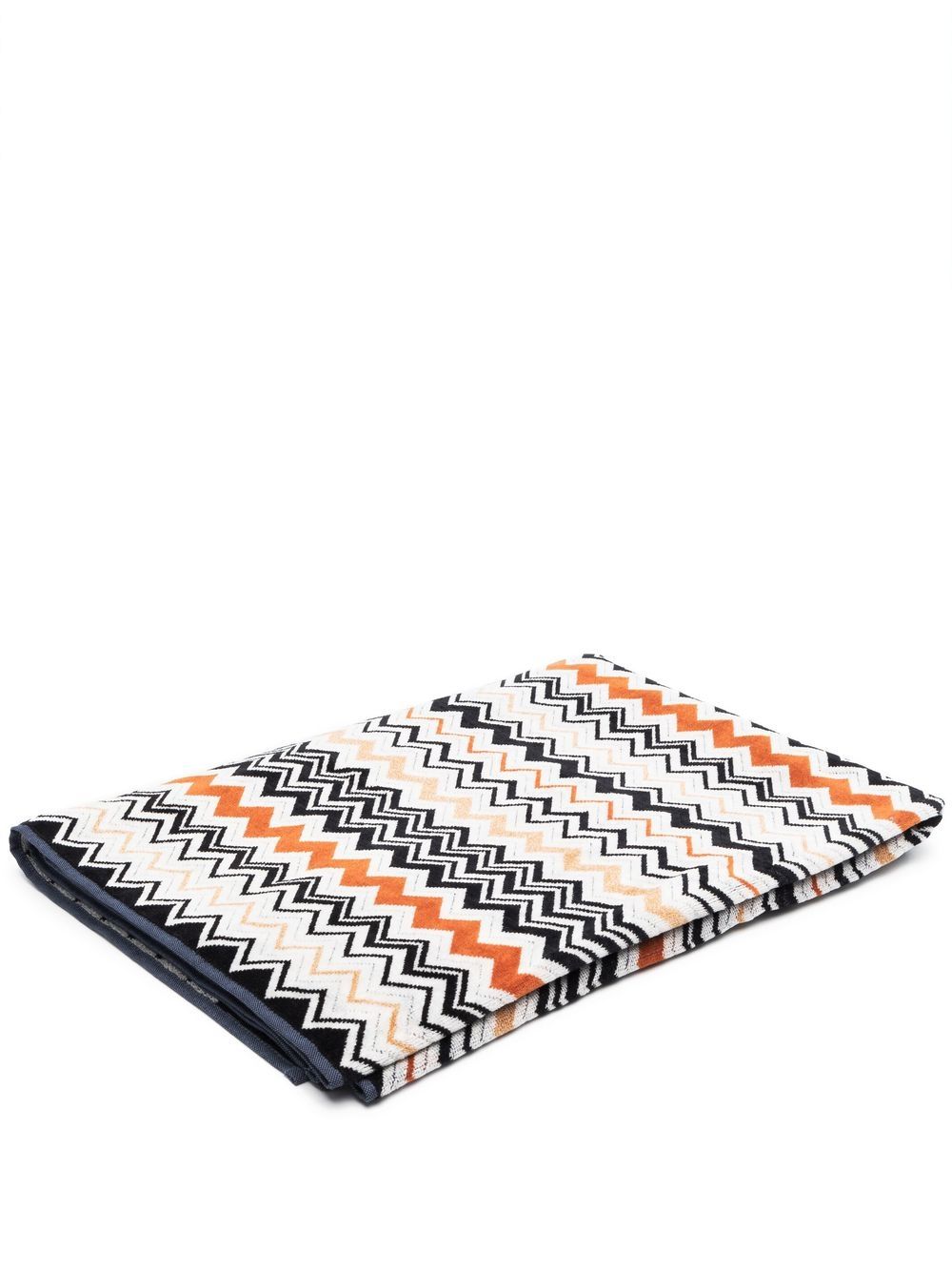 Missoni Home 人字纹图案针织棉沙滩毛巾 - 黑色
